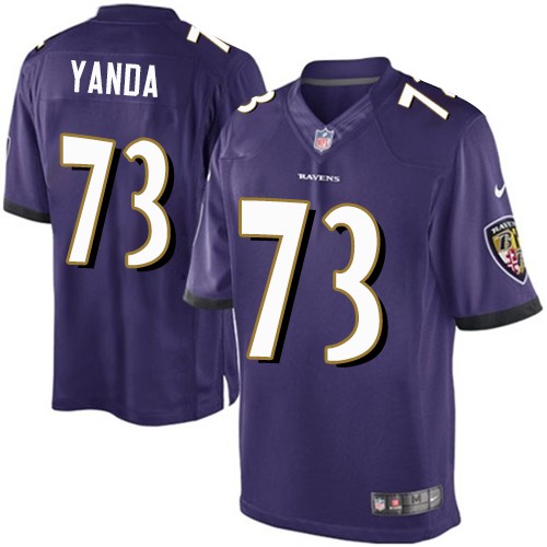 Men's Limited Marshal Yanda Nike Jersey Purple Home - #73 NFL Baltimore Ravens